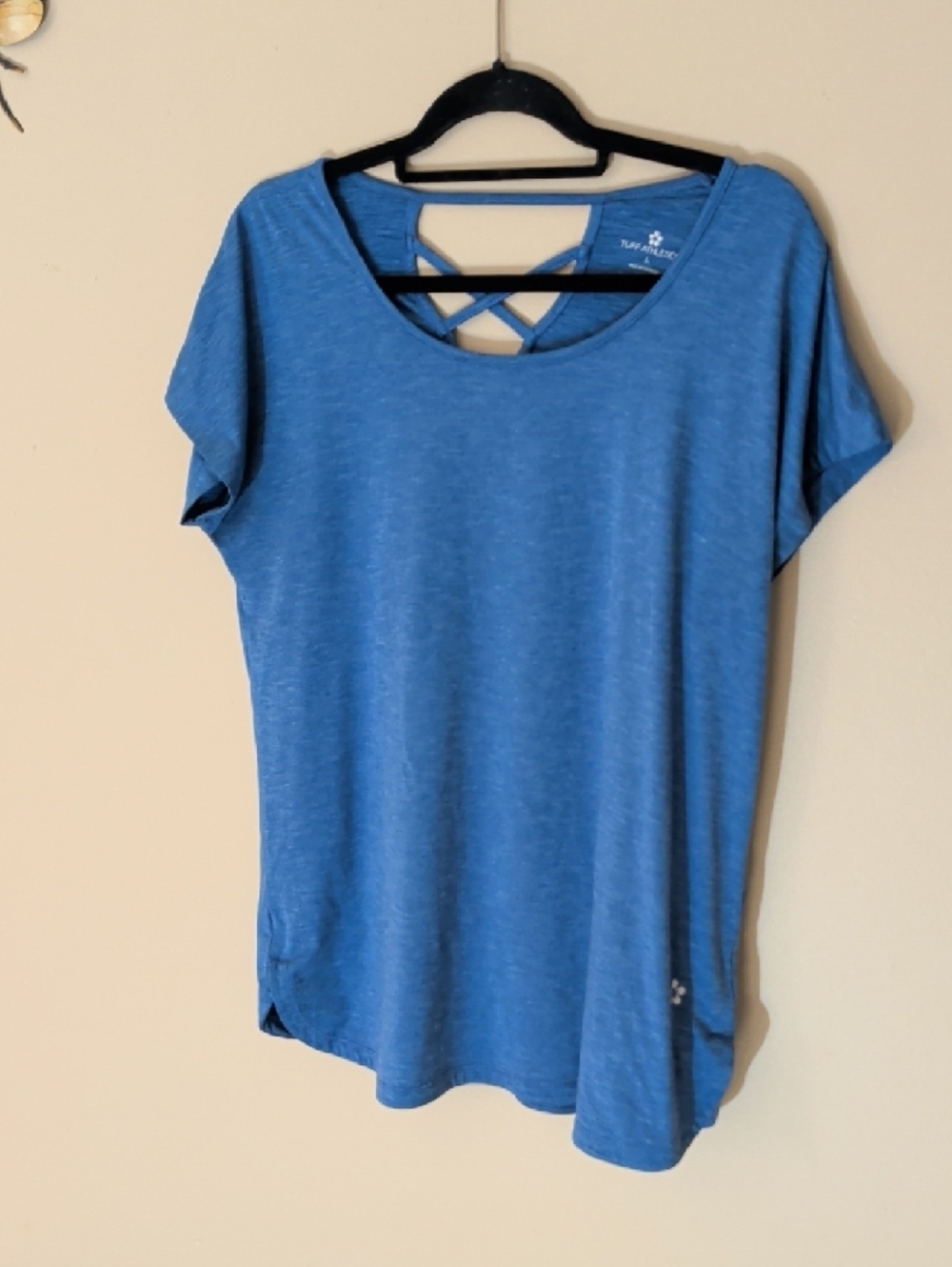 Tuff Athletics Blue Short-Sleeve Crisscross Back Tee - Picture 3 of 9
